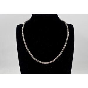 925 Sterling Silver 17" Byzantine Chain Necklace-37.72 grams